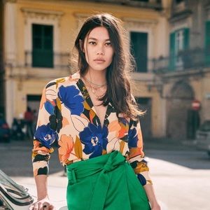 Sezane Florence silk shirt 34